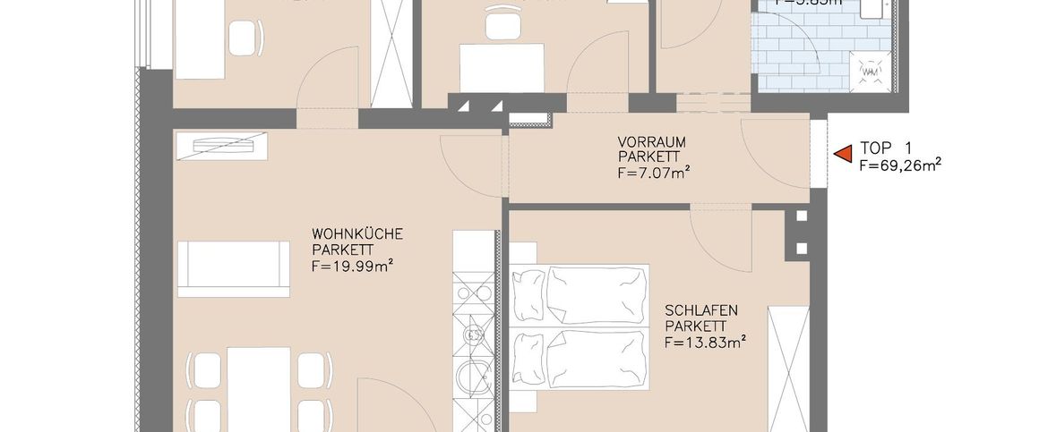 Moderne 4-Zimmer-Wohnung mit Balkon - Foto 1