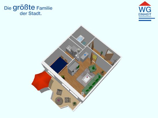 1-Raum-Wohnung mit riesigem Balkon zum Bestpreis! - Foto 1