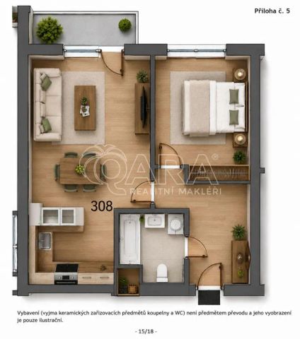 Pronájem moderního bytu 2+kk 44 m - Fotografie 4