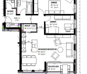 3.5 Zimmer, 98 m², 1. Stock - Foto 5