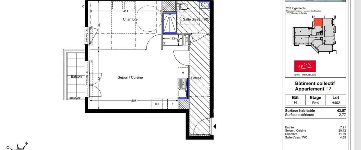 location Appartement T2 DE 43.57m² À SAVIGNY LE TEMPLE - Photo 1