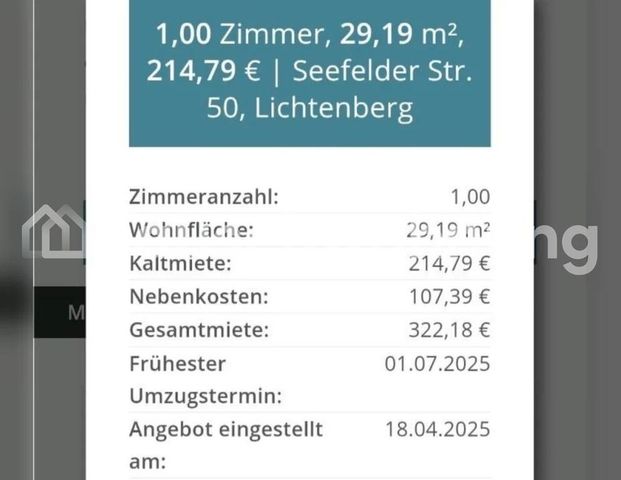 TAUSCHWOHNUNG Tausche 1-Raum gegen 2-Raum in Lichtenberg - Foto 1