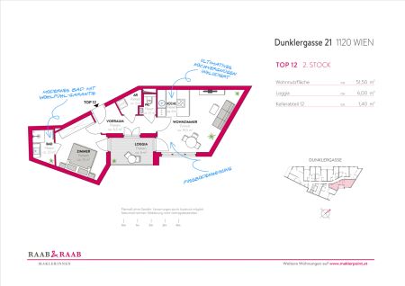 Hofseitige 2-Zimmer Wohnung mit Loggia nähe U4+U6 (Längenfeldgasse) - AB FEBRUAR - Foto 5
