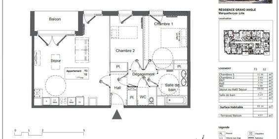 Location Appartement 3 pièces 65m² MARQUETTE LEZ LILLE 59520 - Photo 3