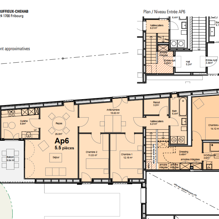 FRIBOURG - FORT-ST-JACQUES 24 : MAGNIFIQUE APPARTEMENT 5.5 PCES - Foto 1