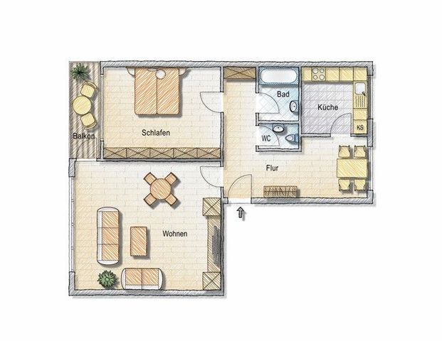 Ein tolles Wohngefühl: interessante 2-Zimmer-Wohnung mit Balkon - Foto 1