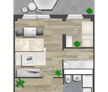 1-Raum-Wohnung mit Balkon und separater Schlafnische - Photo 1
