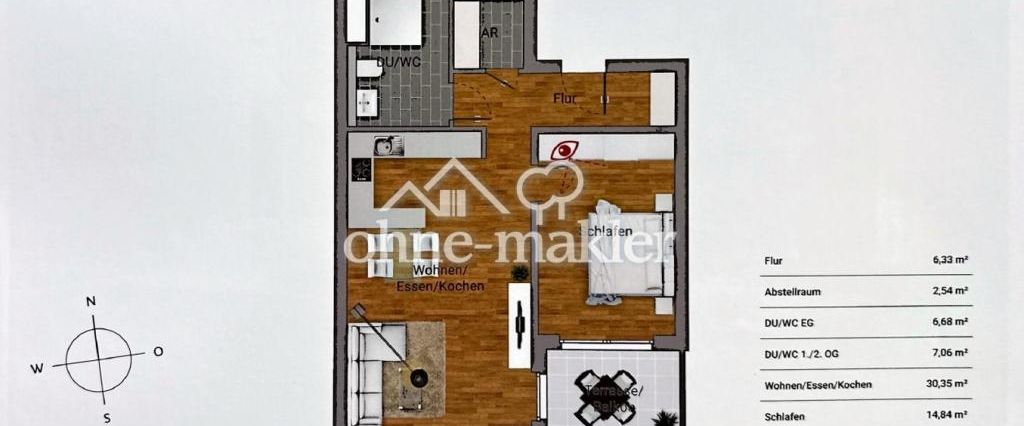 Sonnige 2-Zimmer Wohnung mit Garten, barrierefrei, Sonnenstrom, Nahwärme aus Holz-Pellets - Photo 1