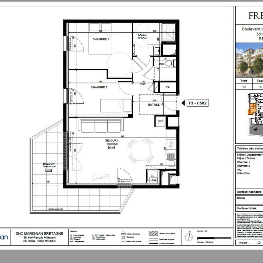 location Appartement T3 DE 58.78m² À LORIENT - Photo 2