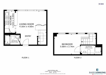 2.5 Zimmer, 43 m², 4. Stock - Foto 2
