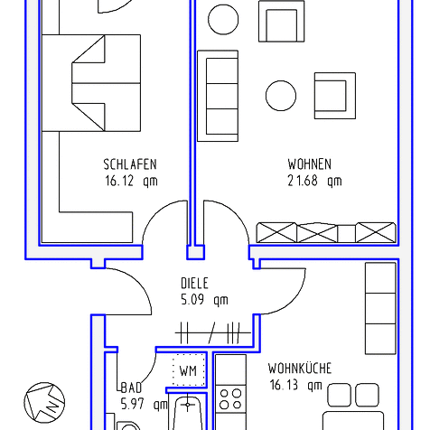 2 Zimmer, Küche, Bad, Balkon, 2.OG rechts - Photo 2