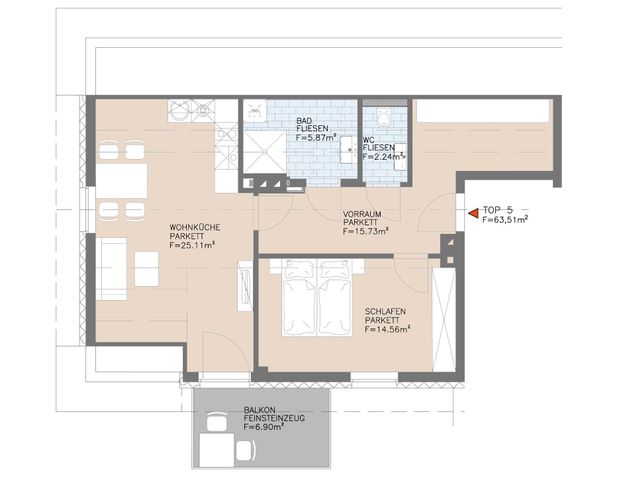 Moderne 2-Zimmer-Wohnung mit Balkon im 2. Stock - Foto 1
