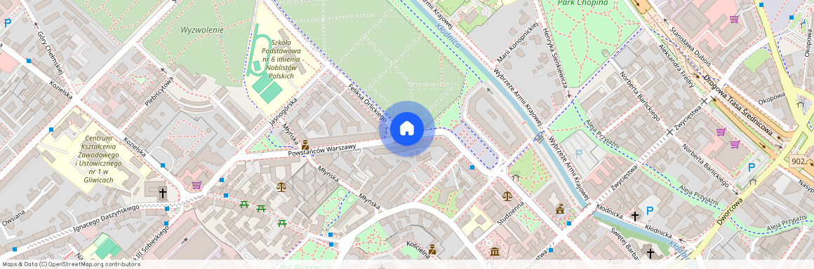 ul. Powstańców Warszawy, Śródmieście, Gliwice, śląskie