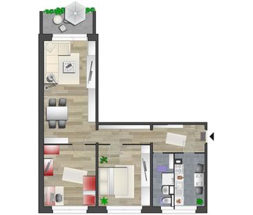 Modernisierte 3-Raum-Wohnung mit Balkon - Photo 4