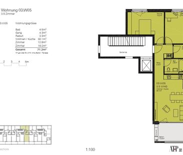 3.5 Zimmer, 71 m², 3. Stock - Foto 4