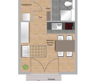 Moderne 1-Zimmer-Wohnung mit Einbauküche - Foto 1