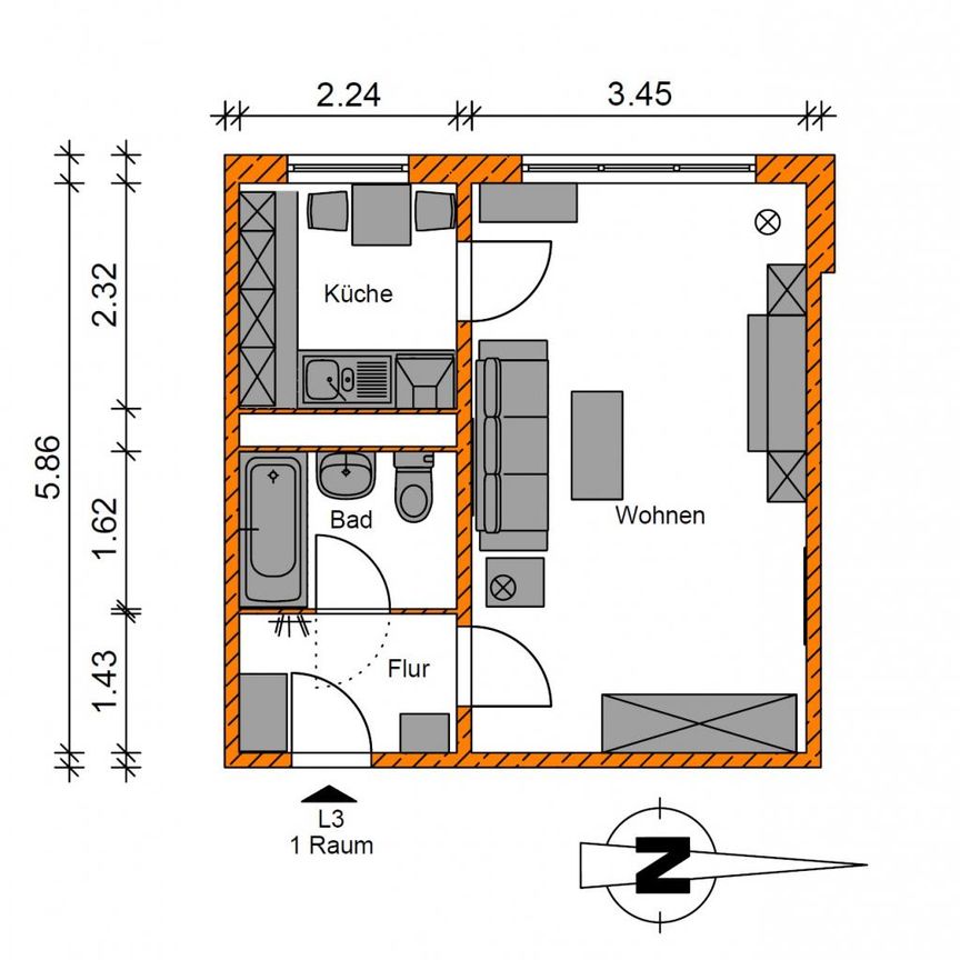 Gemütliche 1-Raumwohnung sucht neue Mieter - Foto 1