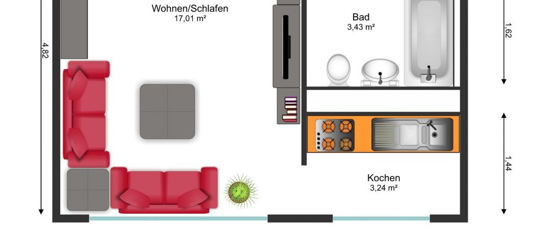 1-Raum-Wohnung mit Küchenzeile - Foto 1