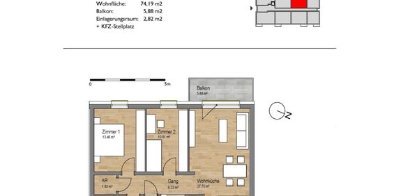 Großzügige 3-Zimmerwohnung mit Balkon in Großweikersdorf - Foto 3