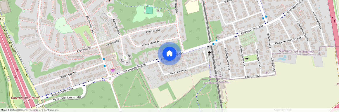 Fasangartenstraße, 81549 München Fasangarten ca. 6, 0 km south of Munich-center