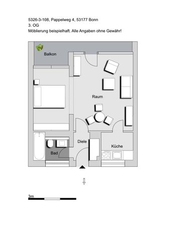 1-Zimmer-Wohnung in Bonn Heiderhof (5326_108) - Foto 2