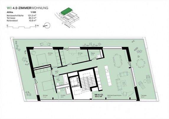 4.5 Zimmer, 121 m², 2. Stock - Photo 1