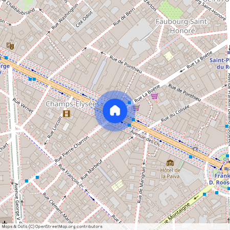 Avenue des Champs Elysées entre rue de Berri et rue La Boetie 75008 Paris (8e arrondissement)