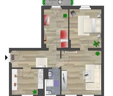 Lichterfüllte 3-Raum-Wohnung mit Einbauküche und Balkon - Foto 1