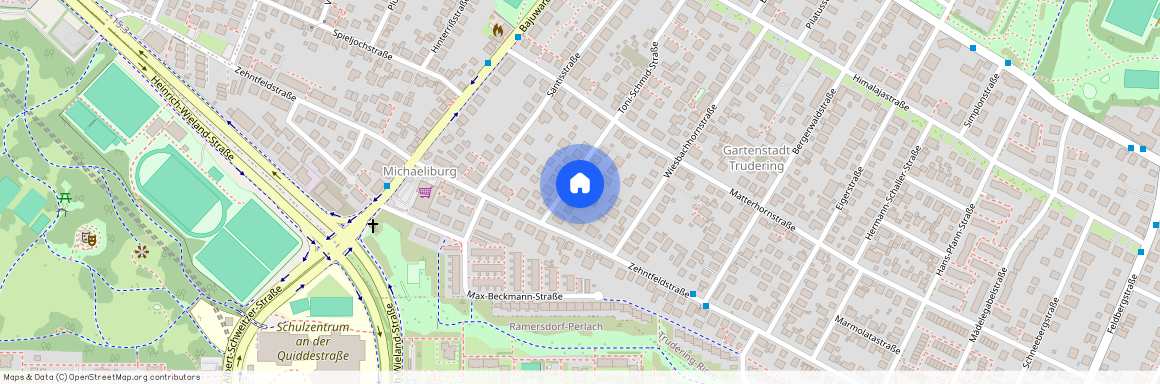 Toni-Schmid-Straße, 81825 München Trudering ca. 6, 2 km south-east of Munich-center