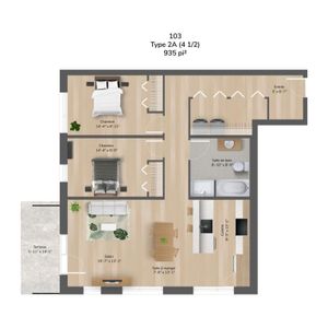 4½ neuf pour 1e juillet unité 303 - Photo 2