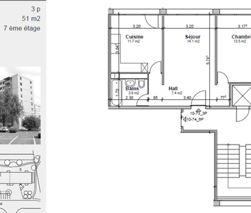 Appartement de 3 pièces au 7ème étage - Photo 2