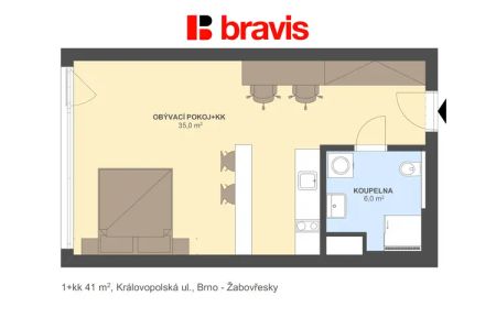 Pronájem 1+kk, Královopolská, Brno: All-in vybavení, wifi, garáž, gym - Photo 3
