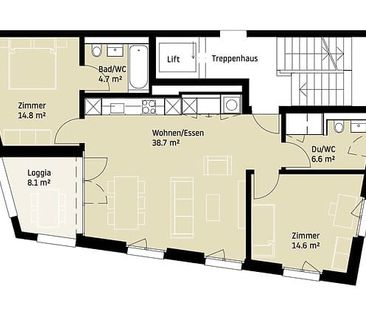 3.5 Zimmer, 80 m², 6. Stock - Foto 6