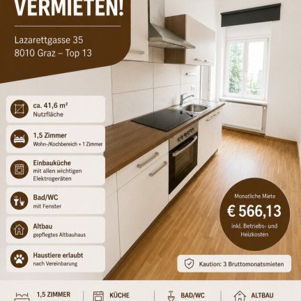 "Traumwohnung für Tierfreunde: Charmante Kleinwohnung in der Lazarettgasse zu vermieten!" - Foto 1