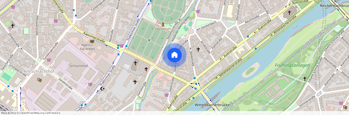 Geyerstraße, 80469 München Glockenbachviertel ca. 1, 9 km south-west of Munich-center