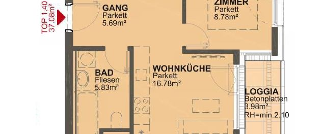 2 Zimmer Wohnung mit Loggia - Photo 1