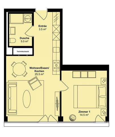 2.5 Zimmer, 49 m², 1. Stock - Photo 5