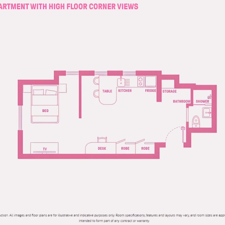 Ultra Studio Apartment-Double Bed with Corner on High Floor - Photo 1
