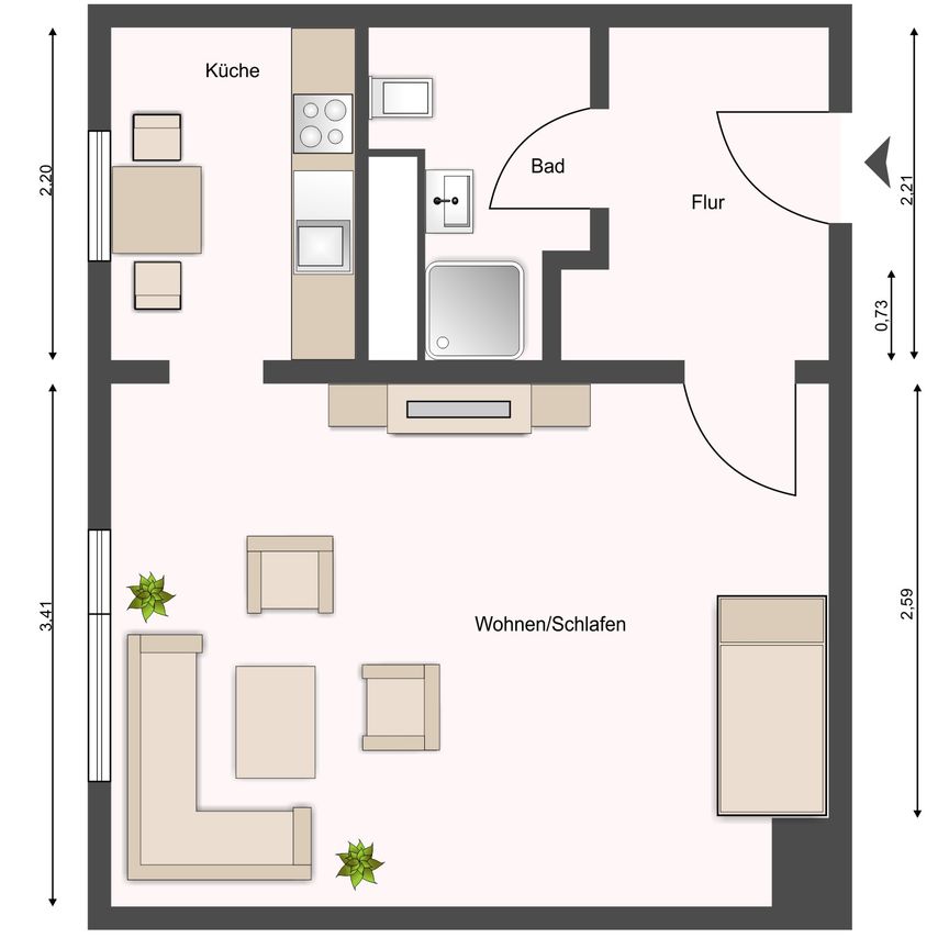 Ideale Singlewohnung für Azubis und Pendler - Foto 2