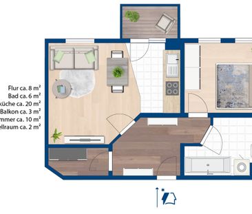 Frühstück auf dem Balkon? Hübsche 2-Raum-Wohnung im Paulusviertel. - Photo 1