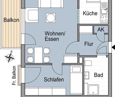 Sanierte 2 Zimmerwohnung mit Balkon - Foto 4