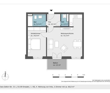 Neubau! Großzügige 2 Raumwohnung mit Balkon! - Photo 3