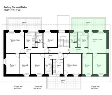 3 Zimmer, 69 m², 1. Stock - Foto 6
