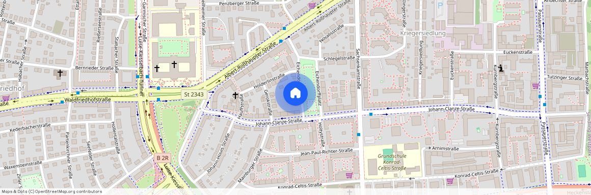 Eichendorffplatz, 81369 München Sendling-Westpark ca. 5, 1 km south-west of Munich-center