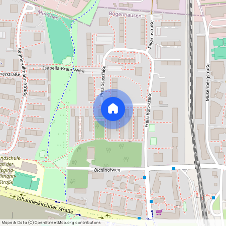 Preziosastraße, 81927 München Bogenhausen ca. 5, 8 km north-east of Munich-center