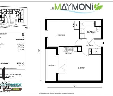 Location appartement 2 pièces - 42.68m² à Fondettes (37230) - Photo 2