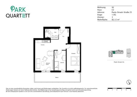 Die Quadratische: 3-Zimmer-Neubauwohnung mit EBK und Südbalkon/Südterrasse - Photo 5