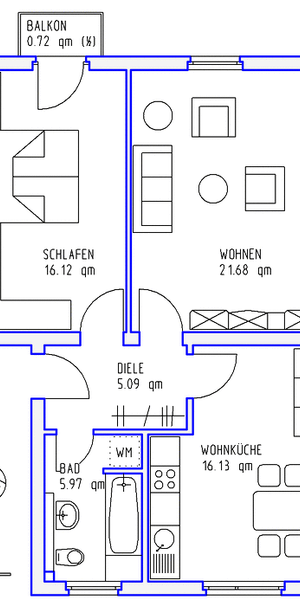 2 Zimmer, Küche, Bad, Balkon, 2.OG rechts - Photo 1