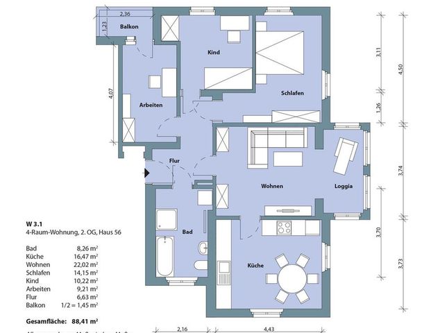 Sanierte 4-Raum-Wohnung im Altbau mit Badewanne, Dusche und Balkon - Foto 1