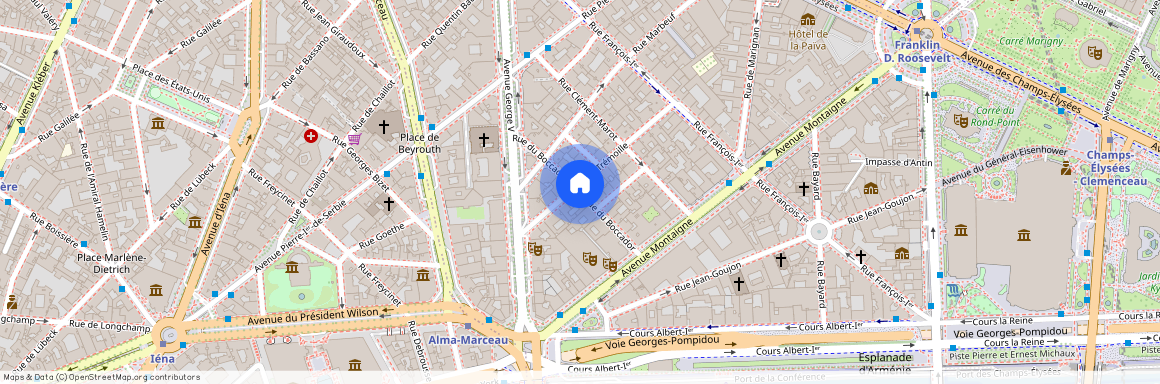 Rue du Boccador entre avenue Montaigne et Avenue George V 75008 Paris (8e arrondissement)